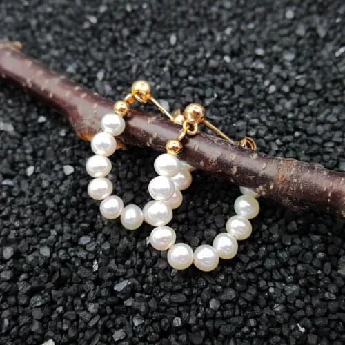 Lii Ji AAA Real Nearround Freshwater Pearl Stud Earring 925 Sterling Silver Gold Color Earring Fancy Jewelry