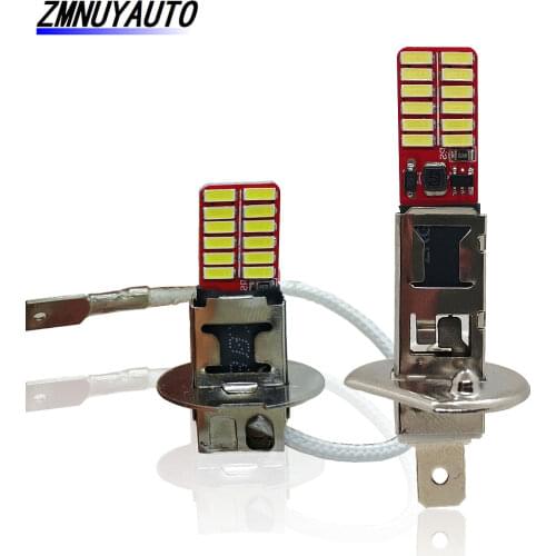 LED H1 Lamp H3 Bulb 4014 24SMD Car Fog Lights High Power Lamp White DRL Day Running Lamp Driving Light Auto Replacement Bulbs