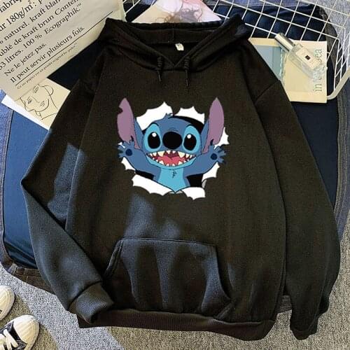 Smileed Stitch Harajuku Style Sweatshirt Printing Anime Pattern Casual All-match Pullover Creative Men And Women Korean Hoodie