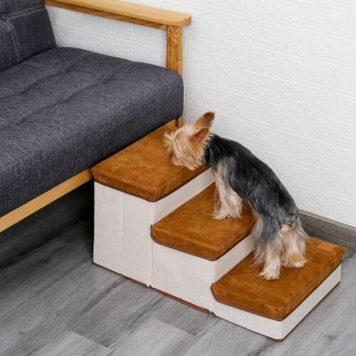 3 Layers Dogs Stairs Pets Steps Dog Steps Foldable Stair for Couch Bed with Useful Storage Space Dog Steps Pet Climbing Ladder