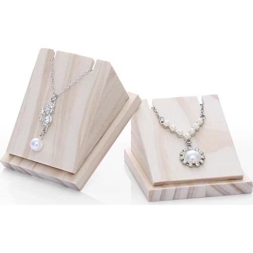 Solid Wood Jewelry Stand Holder Tray Organizer Showcase for Pendant Necklace Chains Display or Storage