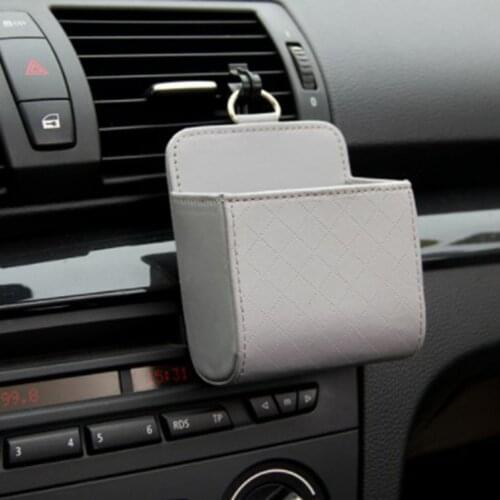 Car Decoration Car Storage Bag Air Vent Dashboard Tidy Hanging Leather Box Glasses Phone Holder Storage Organizer Car Accessorie