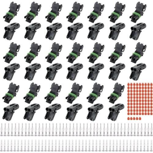 JRready ST6252 Weather Pack 2P 20PCS Kit Male&Female Terminals Waterproof Connectors Shell Sealing Rings Automotive Wire16-14AWG