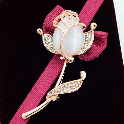 Utei Brooch Fantastic Gold Tone Clear Crystals And Opal Flower Women Wedding Bridal Bouquet Brooch Pin