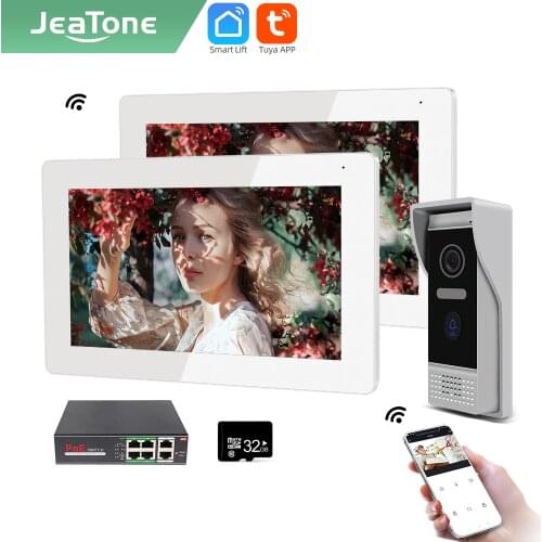 Jeatone smart home 7” IP WIFI wireless Video Intercom for home indoor Monitor Motion Detection Doorbell with camera Outdoor Tuya