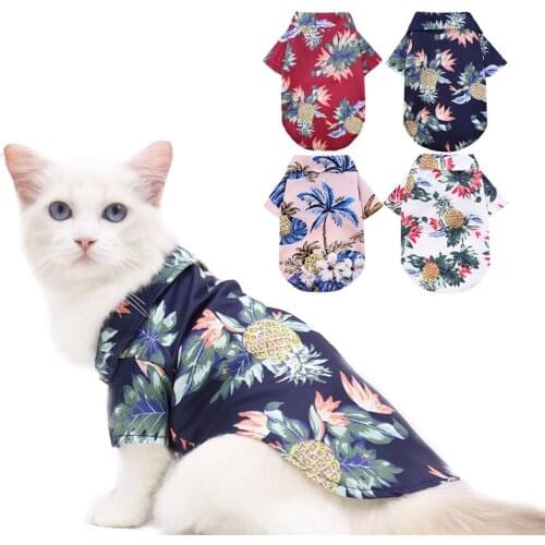 XS-5XL Summer Beach Dog Shirts Cute Hawaii Pet Cat Clothing Floral Clothes for Small Large Dogs Chihuahua French Fulldog 10A