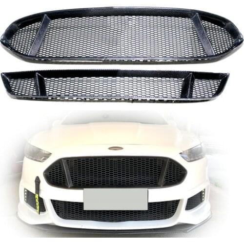 Rear Carbon Fiber Grille Grilles Honeycomb Insert Front Mesh Bumper Upper + Lower Set Refit For Ford Mondeo Fusion 2013-2016 15