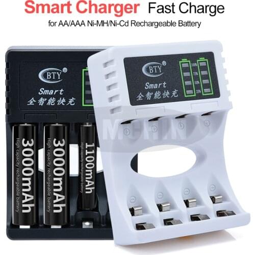 LED Battery Charger 4 Slots Smart Rechargeable Battery Safety Fast Chargers 2 Colors For AA/AAA Ni-MH/Ni-Cd Rechargeable Battery