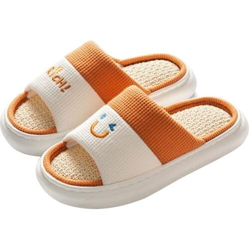 Women Mens Unisex Washable Cotton Open-Toe Home Slippers Indoor Shoes Casual Flax Soft Non-Slip Soles Shoes