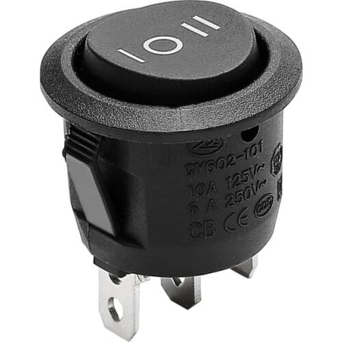 1PCS KCD2-103 Momentary Push Button Switch Black 3 Position 3 Pins 23mm Plastic Power Button ON-OFF-ON Rocker Switch 3 Pin