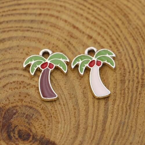 10PCS Enamel coconut tree Charm Pendant Jewelry Making Bracelet Necklace DIY Earrings Accessories Craft