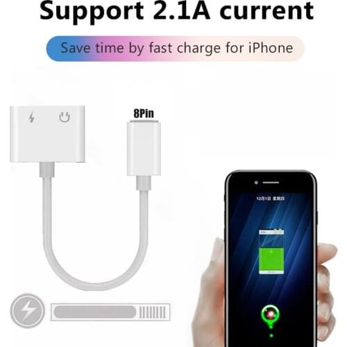 For Lightning to 3.5mm 2 in 1 Earphone Audio Adapter For iPhone 7 8 plus X XS Charger Cable Mobile Phone Aux Dual Jack Splitter