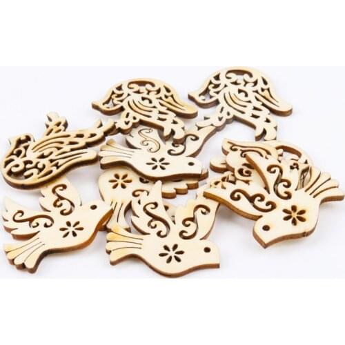 20pcs mixed Natural Wooden bird shape pattern Scrapbooking Carft Nautical DIY Home Handmade Decoration no hole 31x33mm MT1566