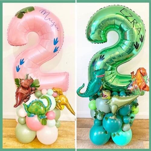 25-30Pcs/Set Dinosaur Jungle Animal Balloons Set 32inch Number Globos Boy Girl Birthday Party Decors Jurassic World Supplies
