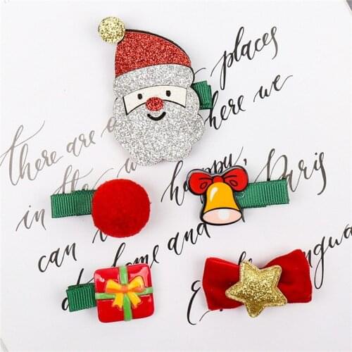 5Pcs/set Girls Cartoon Christmas Gifts Hair Accessories Set Hair Clips Barrettes Hair Ornament Headbands Children Hairpins U3