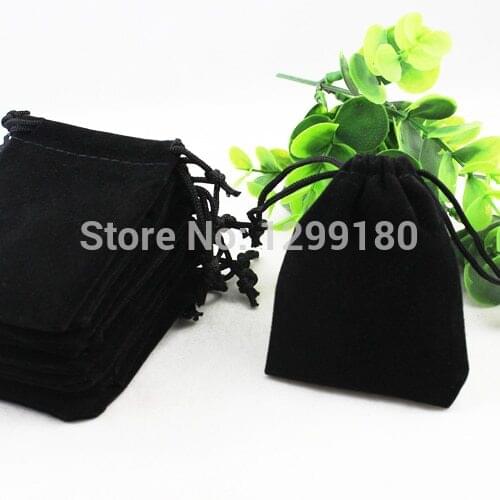 7x9cm 50Pcs/lot Black Velvet Drawstring Pouch Bag/Jewelry Bag Christmas/Wedding Gift Bag (K00196)