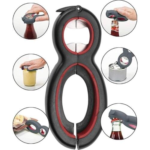6 in 1 Multi Function Twist Bottle Opener, All in One Jar Gripper Can Wine Beer Lid Twist Off Jar Opener Claw ,Kitchen tools