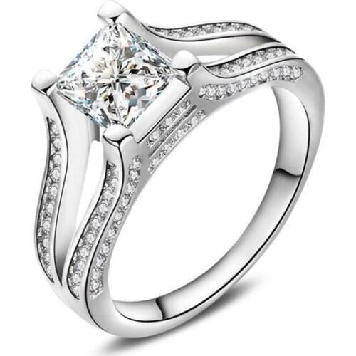 925 Silver colorRings Crystal Compatible With European Fit Original Wedding Brand Ring Jewelry Christmas Gift #178