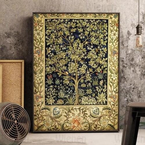 Abstract Classic Golden Flower Tree Canvas Art Painting Wall Picture Home Decoration for Living Room Dining Room Mural Unframed