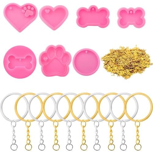 1Set Bone Shape Dog Tag Pendant Silicone Mold Kits Heart Pendants Epoxy Resin Mold Kit For DIY Resin Crafts Making Accessories