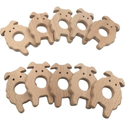 Baby Teether Sheep Baby DIY Jewelry Pendants Necklace Bracelets Accessories BPA Free Pacifier Wooden Teether Dental Care
