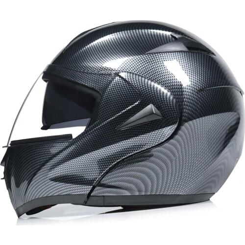 Electric motorcycle helmet imitates carbon fiber, decal dot cross country helmet double lens uncovering helmet running helmet