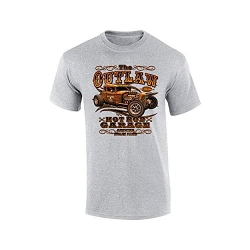 Men T Shirt Print Cotton Short Sleeve T-Shirt Cool O-Neck Tops Hot Rod T-Shirts The Outlaw Garage Genuine Stolen Car Tee Shirt