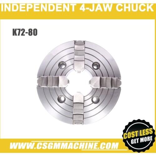 K72-80 4 jaw chuck/80MM manual lathe chuck/4-Jaw Independent Chuck