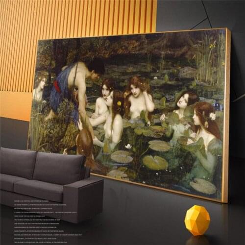 Citon William Waterhouse Hylas and the Nymphs Canvas painting Artwork Pictures Modern Wall Art For Ofiice Home Decor Unframed
