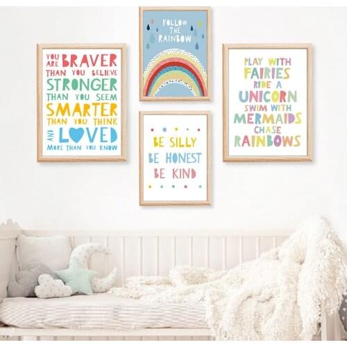 Nursery Poster Girls Bedroom Wall Prints Minimalist Cartoon Pictures Inspirational Quotes Canvas Painting Pop Art Home Decor