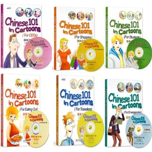 Chinese 101 in Cartoons Chinese English Comic Books Foreigners Learning Chinese Reading TextBooks Practical