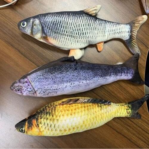 Creative Cat Supplies Wagging Fish Realistic Gift Pet Cat Kitten Chewing Cat Toys Catnip Stuffed Fish Interactive Kitten Product