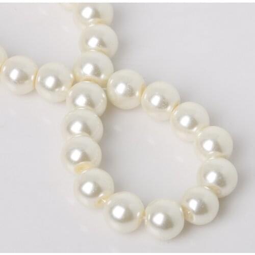 4mm 6mm 8mm 10mm Round Ball Loose Glass Pearl Spacer Beads Beige color For Fashion Necklace Bracelet Jewelry Making Craft DIY