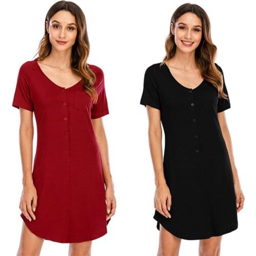 Summer Modal Homewear Thin Short Sleeve Nightdress Women Nightgown Sleepwear Sleep Wear Womens Clothing Sleep Wear