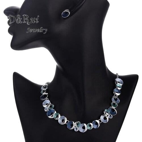 Trendy Colorful Enamel Jewelry Sets for Women Charm Circular Geometry Pendants Necklaces Stud Hanging Earrings Anniversary Gift