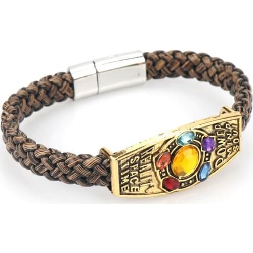 Men Cosplay Leather Bracelet Crystal Bangles Bracelets Accessories Movie Fans Gift