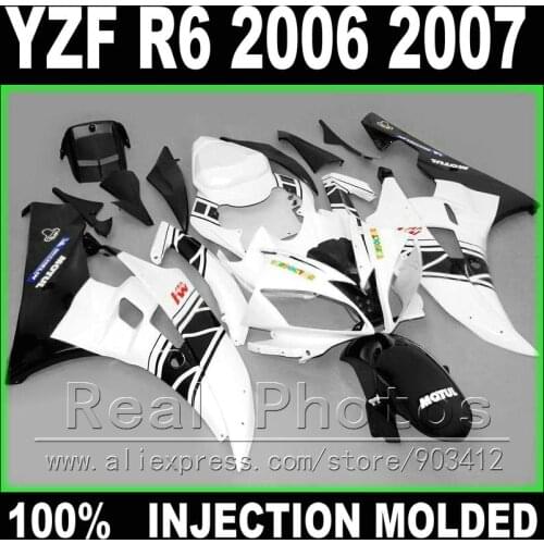 NEW for YAMAHA R6 fairing 2006 2007 Injection molding white matte black 2006 2007 YZF R6 fairings