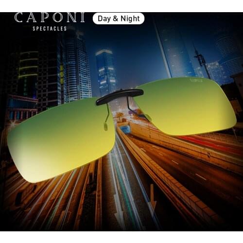 CAPONI Day And Night Sun Glasses Clip Polarized Functional Colored Lens Glasses Clip Night Vision Driving Eye Contacts RY1287