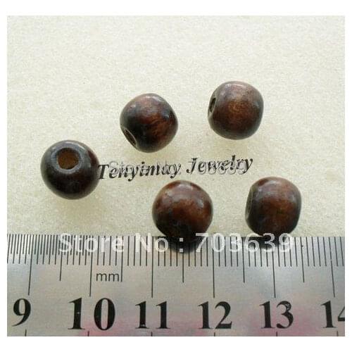 Wholesale 1000pcs 10mm Coffee Color Round Wood Beads For DIY Free Shipping