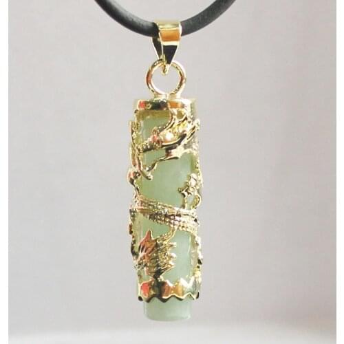 Wholesale/retail special Chinese style natural jade 18K Dragon Pendants Necklace