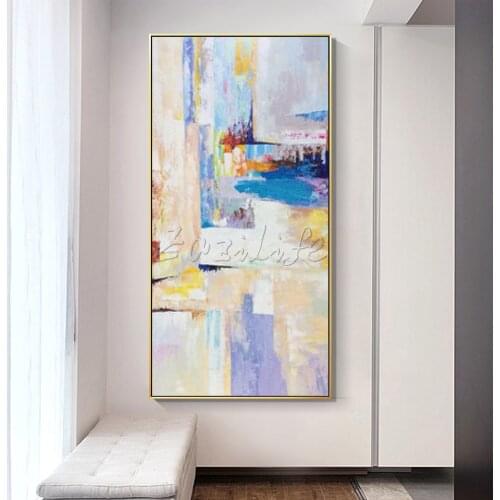 Palette Knife Modern Abstract Colorful Hand-Painted Large Canvas Acrylic Oil Painting Wall Art Pictures for Living Room Decor