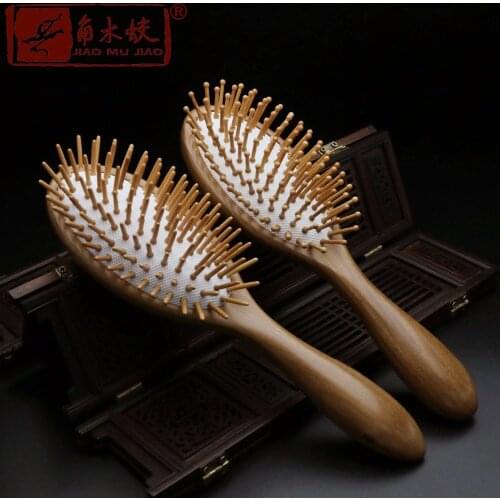 Authentic natural green ebony hairbrush comb airbag massage comb anti-static comb massage cushion large plate comb