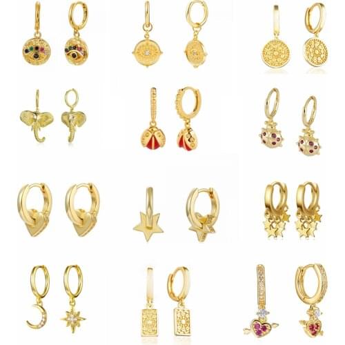 Cute Animal Elephant Dangle 925 Sterling Silver Ear Buckle Hoop Earrings For Women Fashion Jewelry Popular Wedding Ceremony