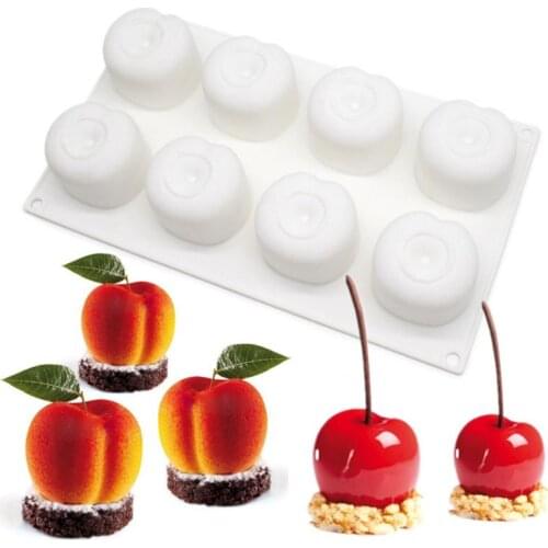 8 Cavity Cherry Silicone Molds for Mousse Cake 3D Cake Mold for Pastry Chocolate for kitchen accessories