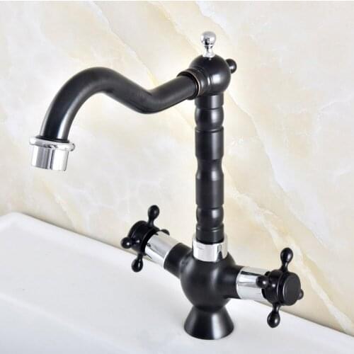 Black Oil Rubbed Bronze Polished Chrome Brass Kitchen Wet Bar Bathroom Sink Faucet Swivel Spout Mixer Tap Single Hole mnf492