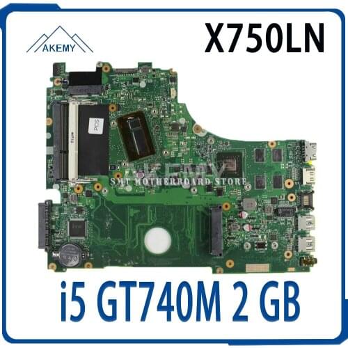 X750LN motherboar with i5 Processor GeForce GT740M 2 GB For Asus X750LN X750L K750L Notebook motherboard X750LB board 100% Tests