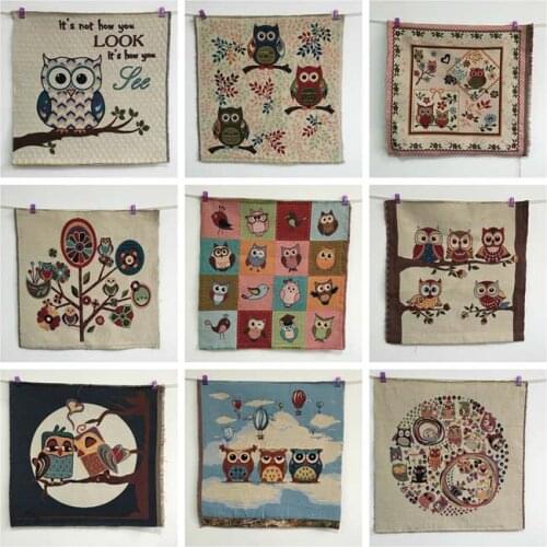2016 New 50*50cm ZAKKA Cartoon Owl Jacquard Fabric Diy Handmade Patchwork Fabrics Home Textile Sewing Tilda Woven Telas Tecido