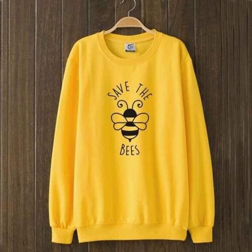 90S Save The Bees Crewneck 100% Cotton Women Sweatshirt Full Long sleeve Top Shirt Fashion Pullover Plus Size Lady Clothing