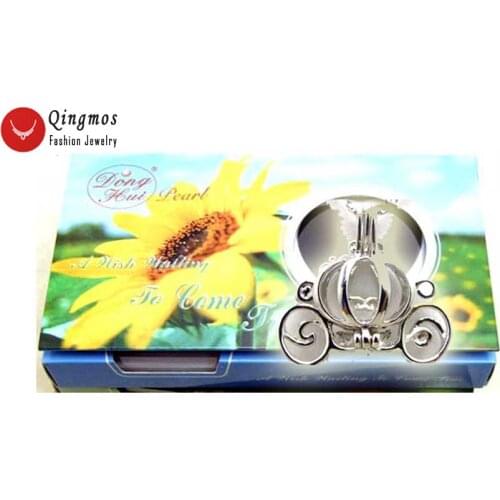 Qingmos Love Pearl Chokers Necklace for Women With 20mm Carriage Cage Wish Pearl Holder Trendy Pendant Necklace Gift Box-3622