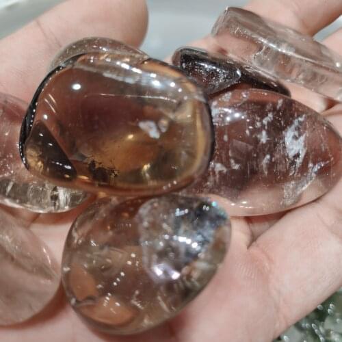 1kg Fancy natural smoky tea clear quartz crystal rock rough palm stone healing energy stone